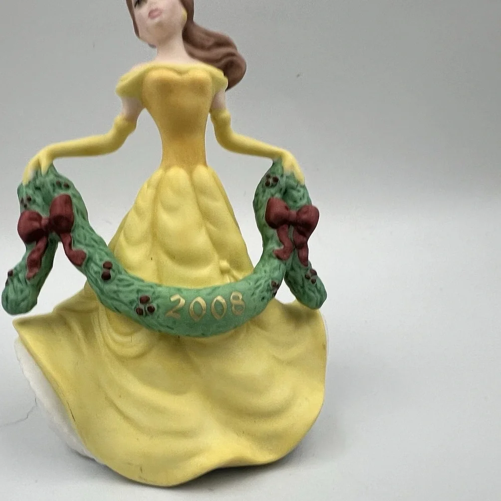 Grolier Disney Beauty and the Beast Belle Porcelain Christmas Ornament 2008